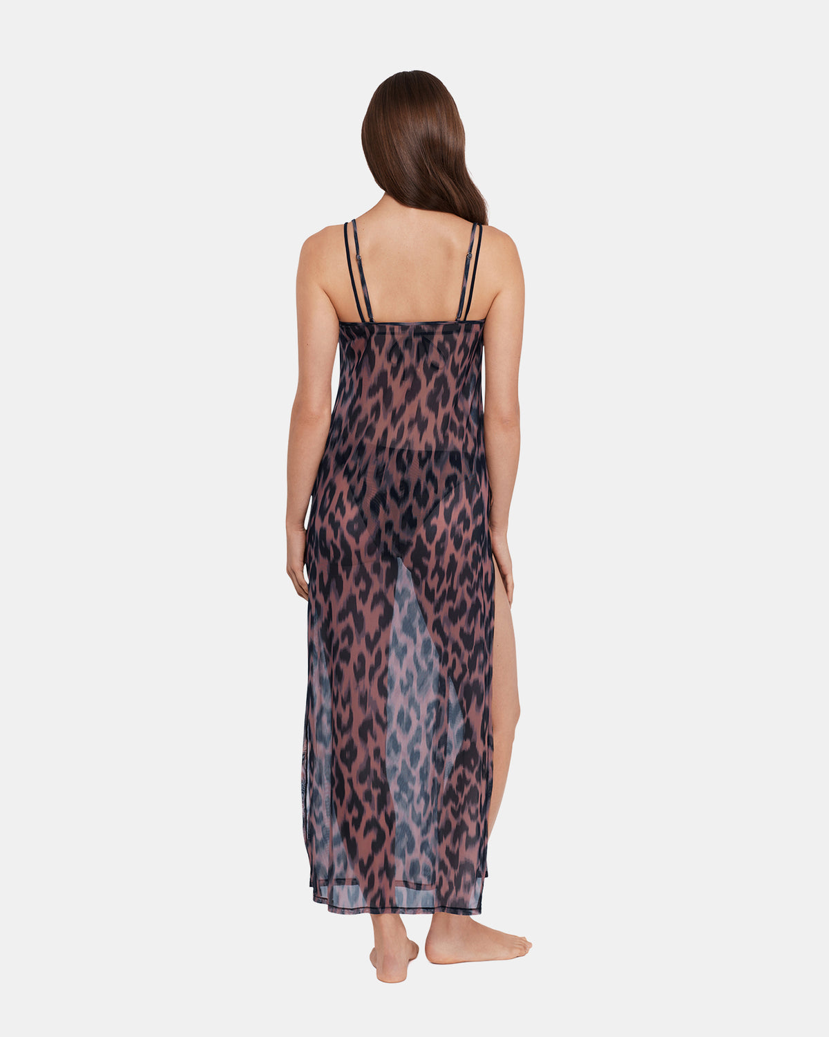 STATIC LEOPARD BIKINI COVER-UP Natural Flowy Mesh Women's Swim Cover-Up Steve Madden LEOPARD