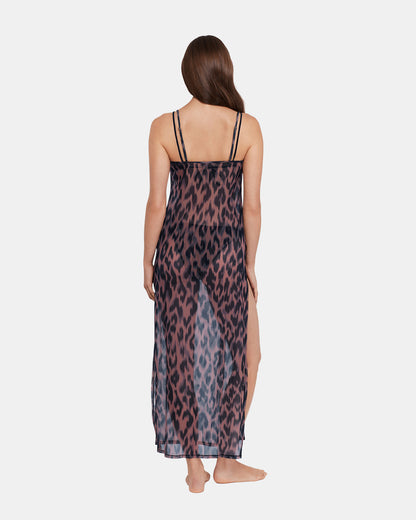 STATIC LEOPARD BIKINI COVER-UP Natural Flowy Mesh Women's Swim Cover-Up Steve Madden LEOPARD