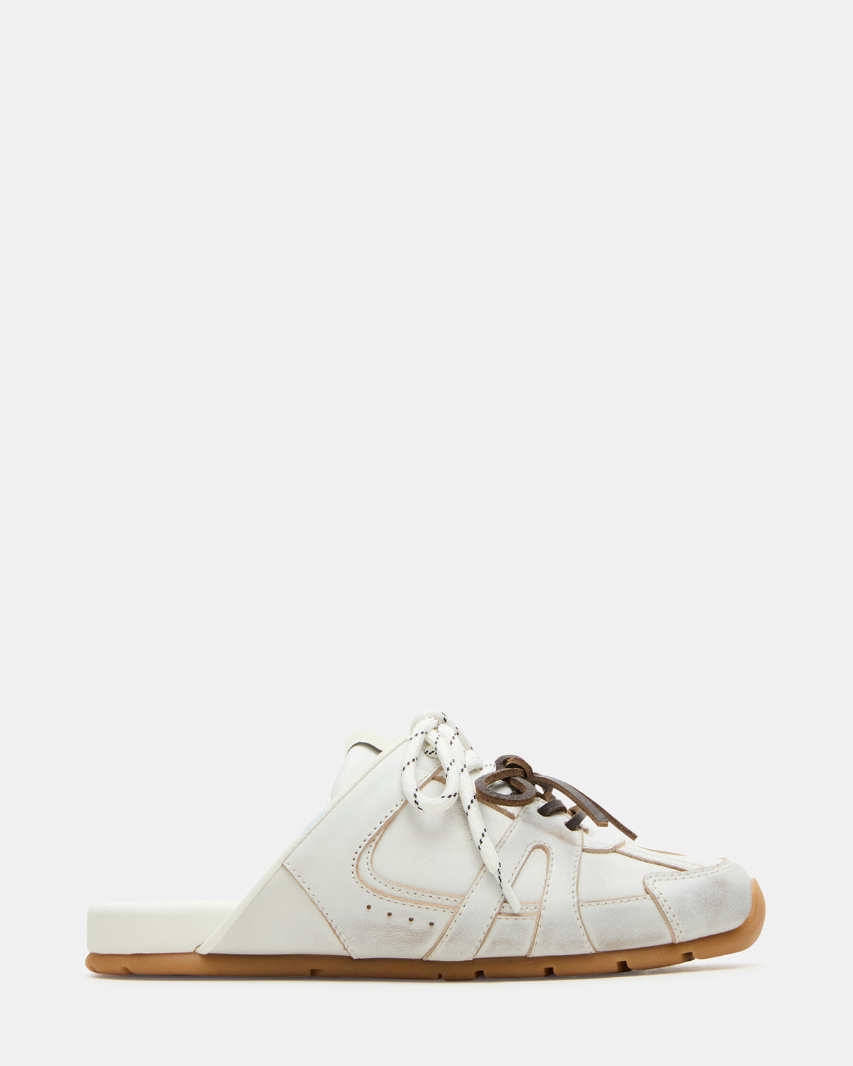 MAYSA White Distressed Women's Low-Top Slip-On Mule Sneakers Steve Madden WHT DISTRE
