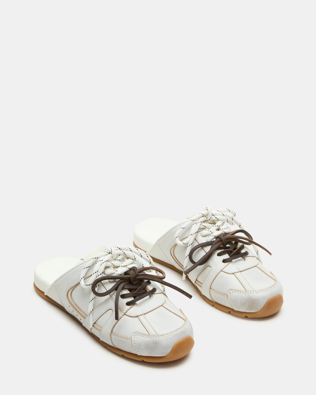 MAYSA White Distressed Women's Low-Top Slip-On Mule Sneakers Steve Madden WHT DISTRE