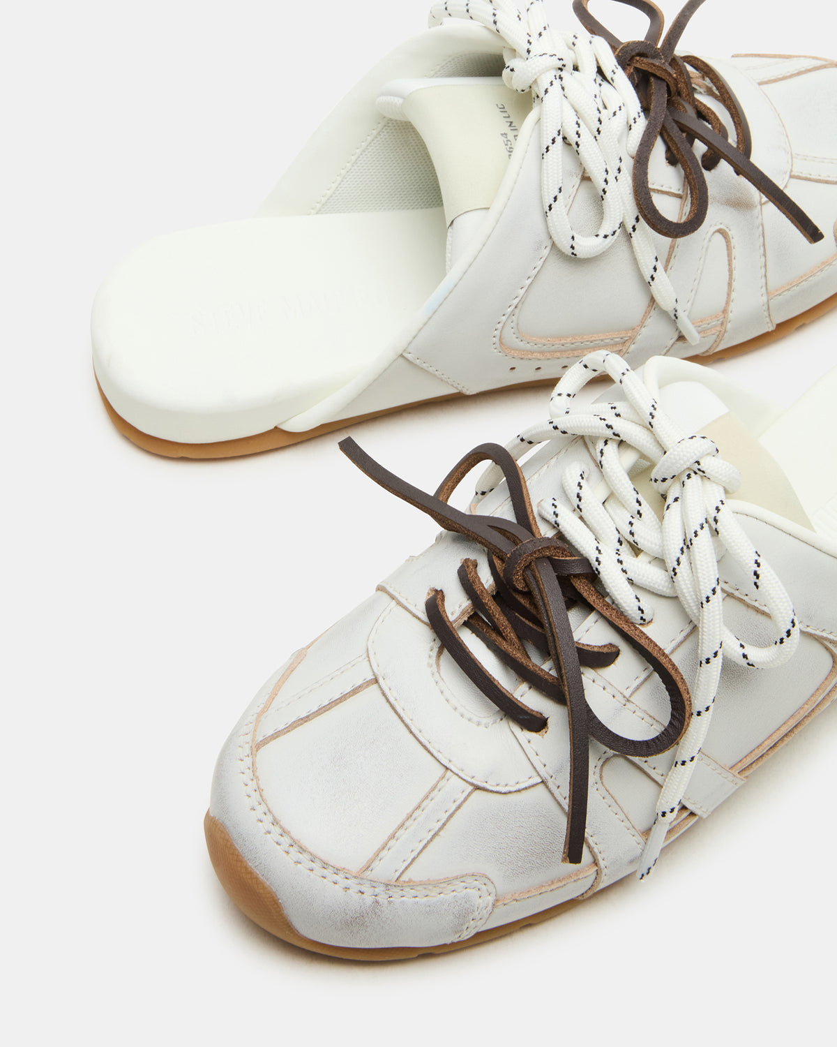 MAYSA White Distressed Women's Low-Top Slip-On Mule Sneakers Steve Madden WHT DISTRE