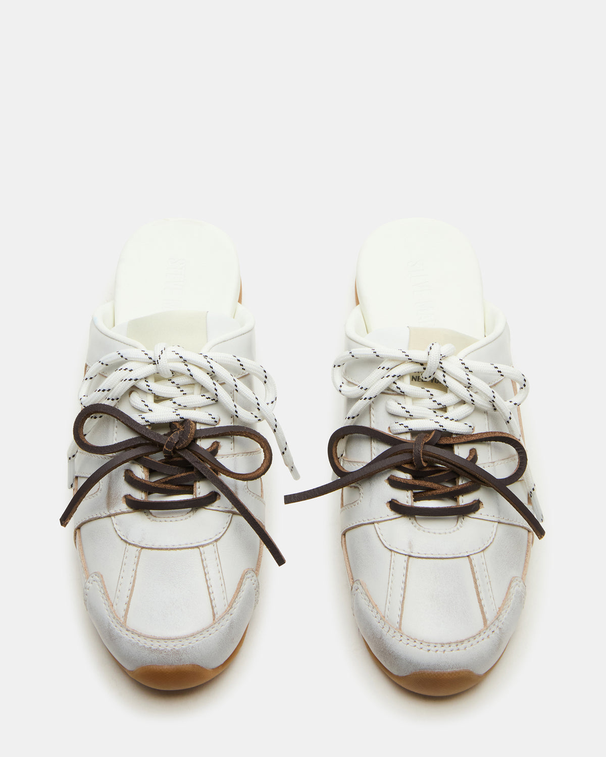 MAYSA White Distressed Women's Low-Top Slip-On Mule Sneakers Steve Madden WHT DISTRE
