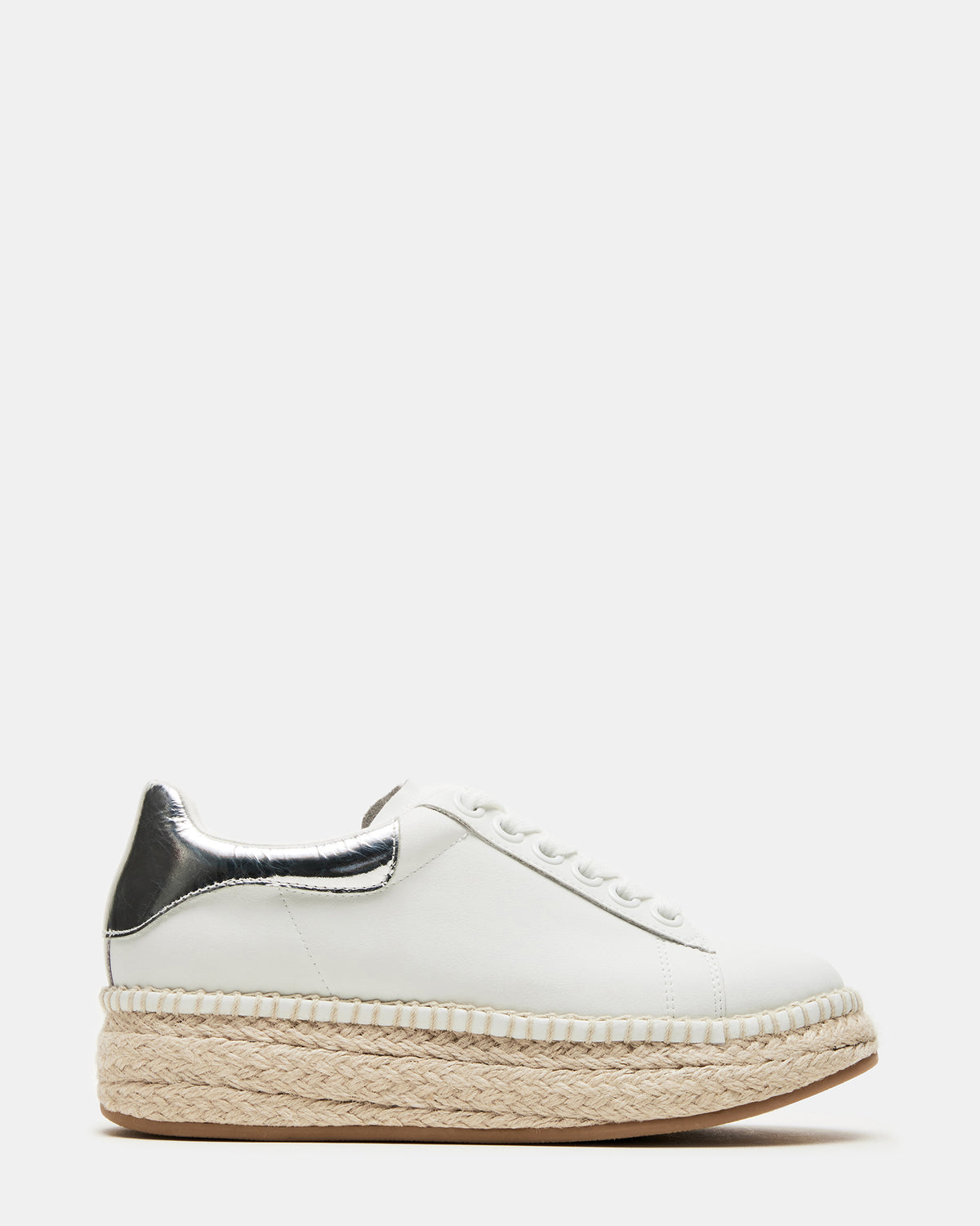 GLANCE White/Silver Espadrille Platform Casual | Women's Sneakers Steve Madden WHITE SILVER