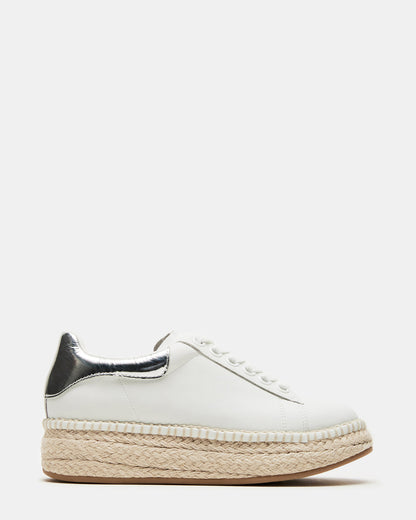 GLANCE White/Silver Espadrille Platform Casual | Women's Sneakers Steve Madden WHITE SILVER