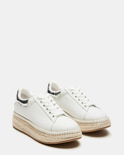 GLANCE White/Silver Espadrille Platform Casual | Women's Sneakers Steve Madden WHITE SILVER