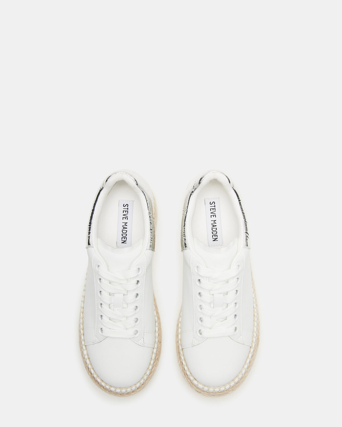 GLANCE White/Silver Espadrille Platform Casual | Women's Sneakers Steve Madden WHITE SILVER