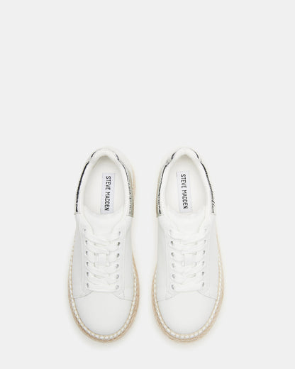 GLANCE White/Silver Espadrille Platform Casual | Women's Sneakers Steve Madden WHITE SILVER