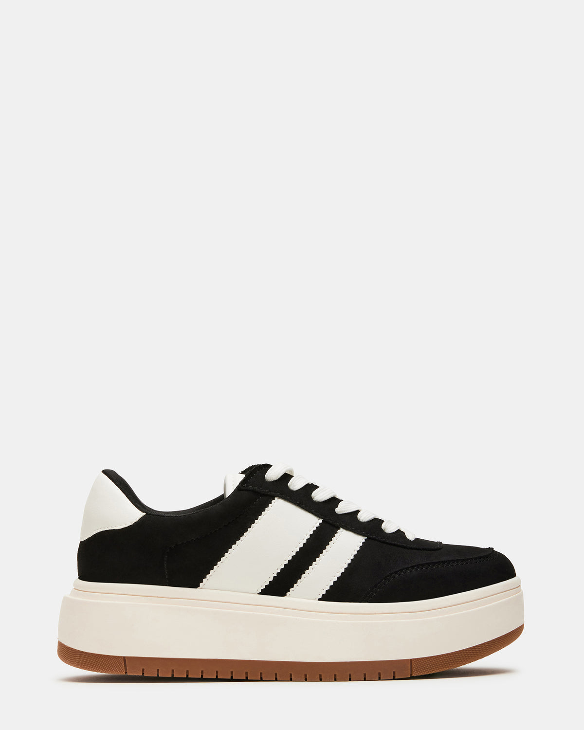 NINJA White/Black Women's Lace-Up Platform Sneaker Steve Madden WHITE BLACK