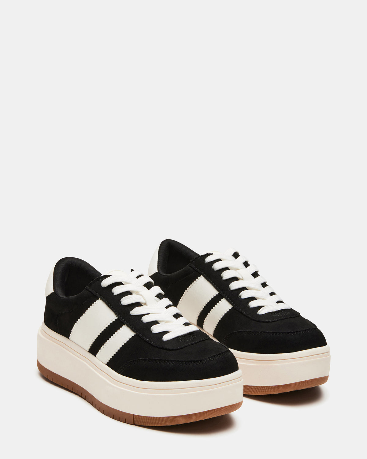 NINJA White/Black Women's Lace-Up Platform Sneaker Steve Madden WHITE BLACK