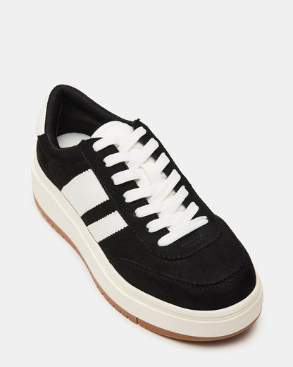 NINJA White/Black Women's Lace-Up Platform Sneaker Steve Madden WHITE BLACK