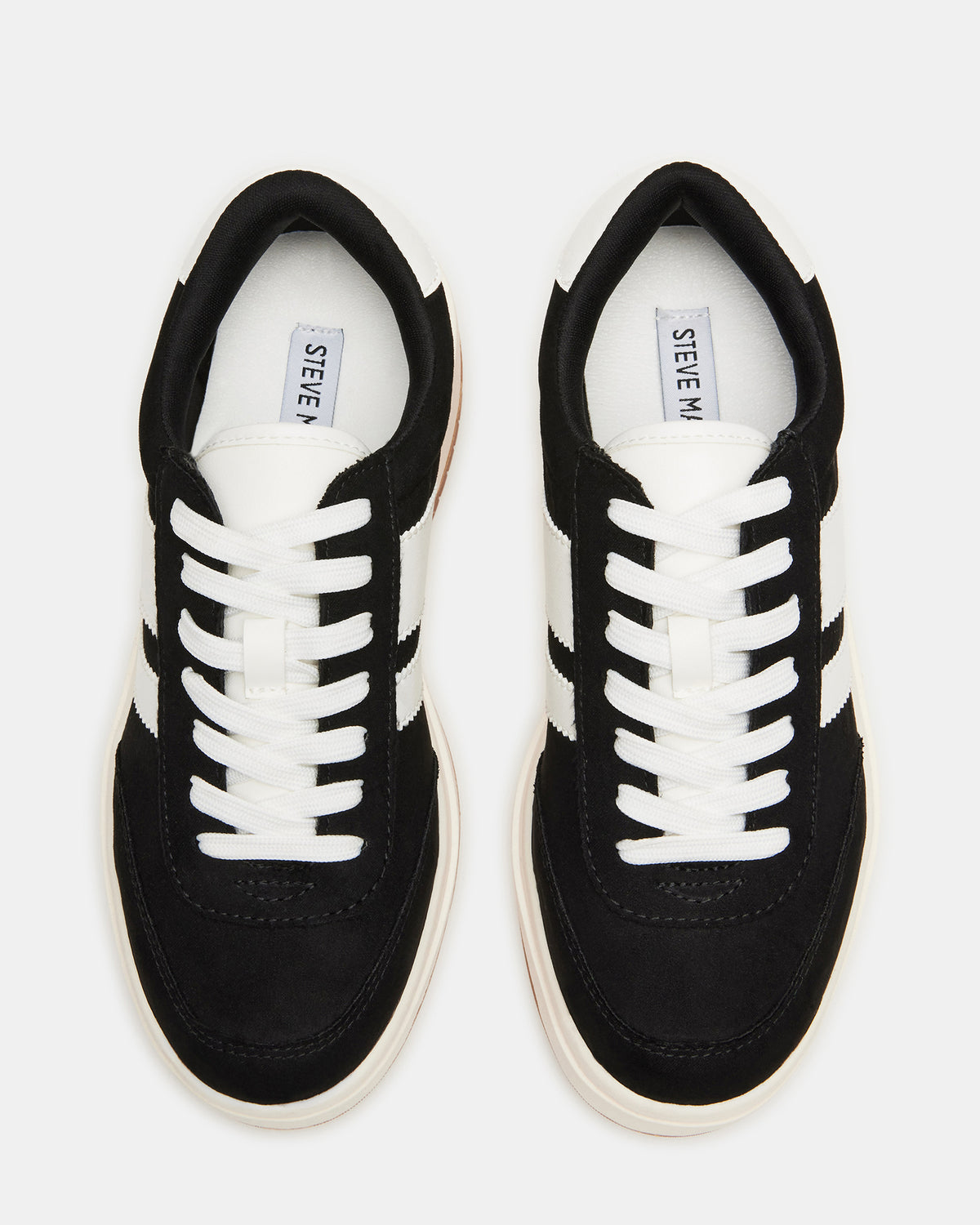 NINJA White/Black Women's Lace-Up Platform Sneaker Steve Madden WHITE BLACK