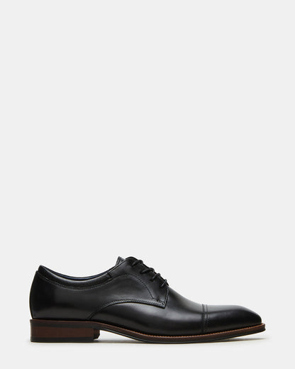 HASEN Black Leather Men's Lace-Up Dress Shoe Steve Madden BLACK LEATHER
