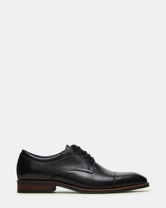 HASEN Black Leather Men's Lace-Up Dress Shoe Steve Madden BLACK LEATHER