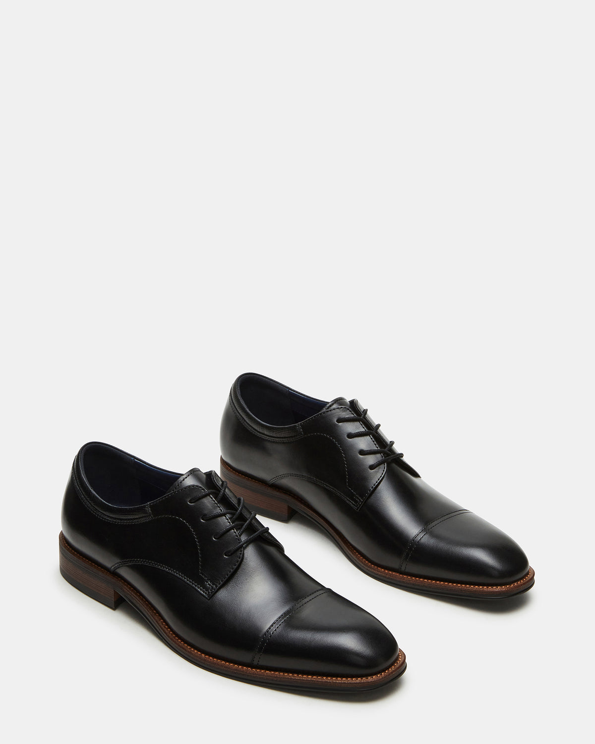 HASEN Black Leather Men's Lace-Up Dress Shoe Steve Madden BLACK LEATHER