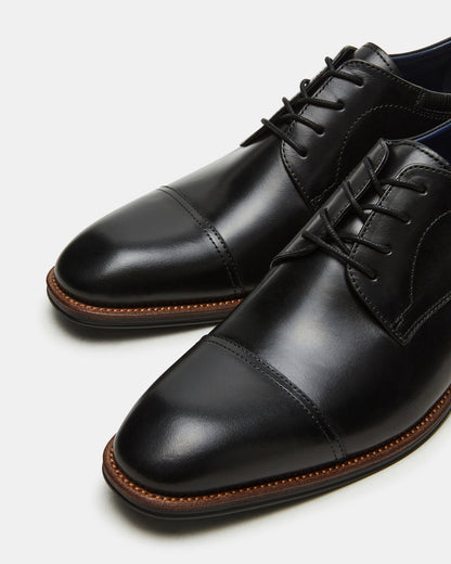 HASEN Black Leather Men's Lace-Up Dress Shoe Steve Madden BLACK LEATHER