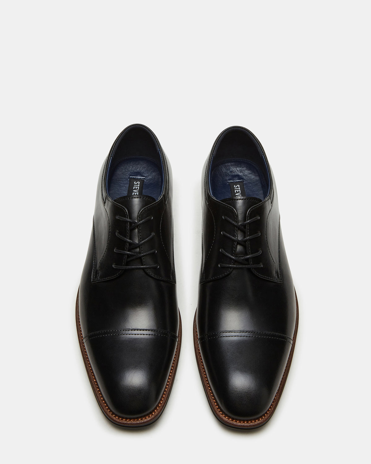 HASEN Black Leather Men's Lace-Up Dress Shoe Steve Madden BLACK LEATHER