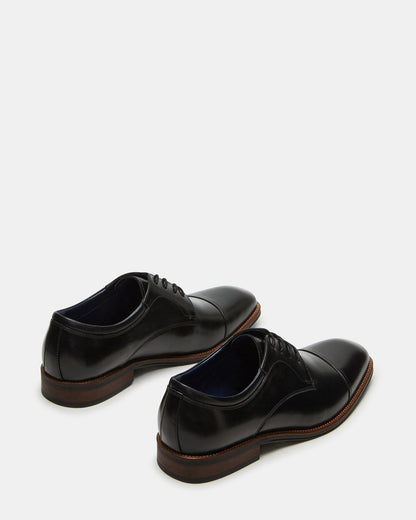 HASEN Black Leather Men's Lace-Up Dress Shoe Steve Madden BLACK LEATHER